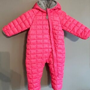 Snozu Pink and Gray Quilted Footie Jacket